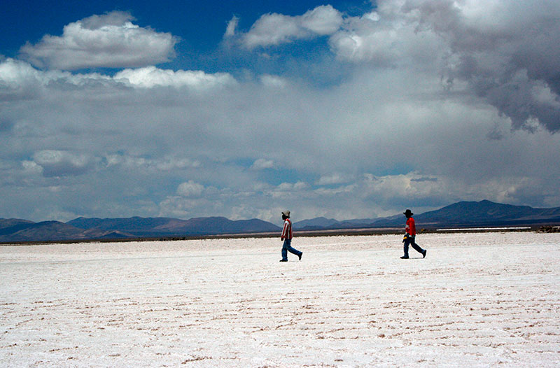 trabajando en el salar